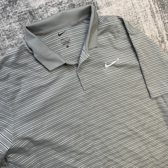 Nike Other - Nike Golf Polo Shirt Mens XL Gray Victory Striped Dir Fit Performance Travel